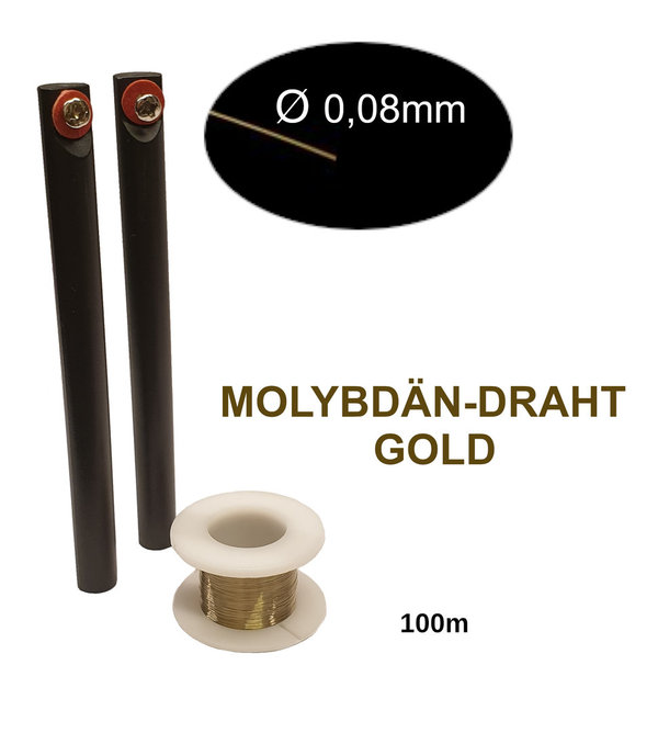 Molybdändraht 0,08mm Gold 100m, Molybdenum Wire