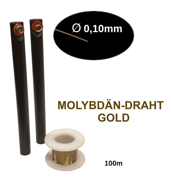 Molybdändraht 0,10mm Gold 100m, Molybdenum Wire